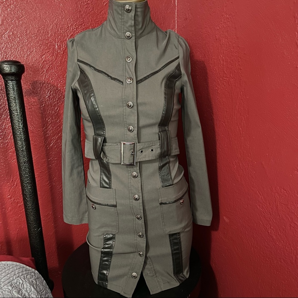 Steampunk military long jacket